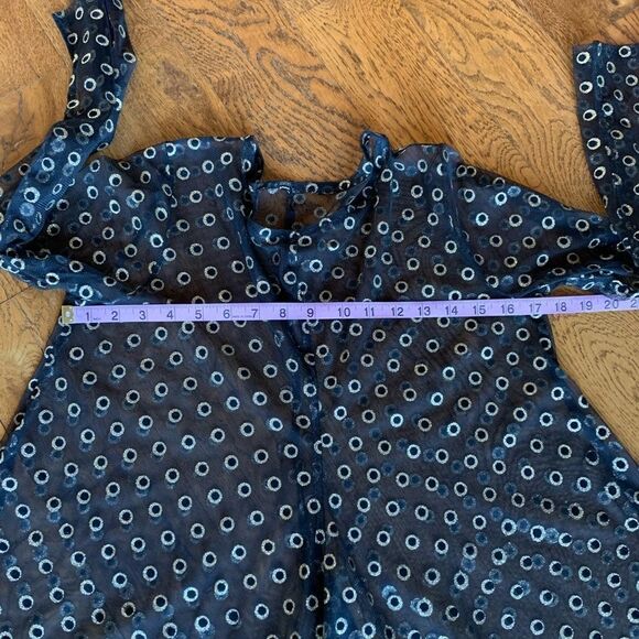 Black‎ Gold Long  Sheer Tunic Top - Picture 11 of 14